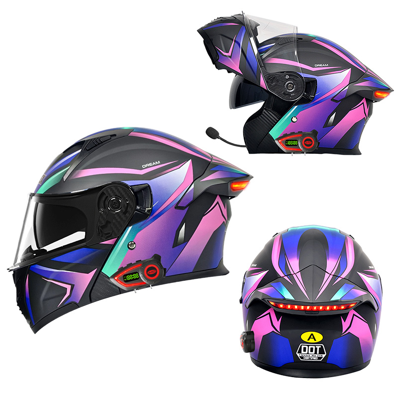 Modular Flip Up Motorcycle Helmet Dot Approved - DOT-zertifizierte Motorradhelme mit Doppelvisier, Modularhelm mit