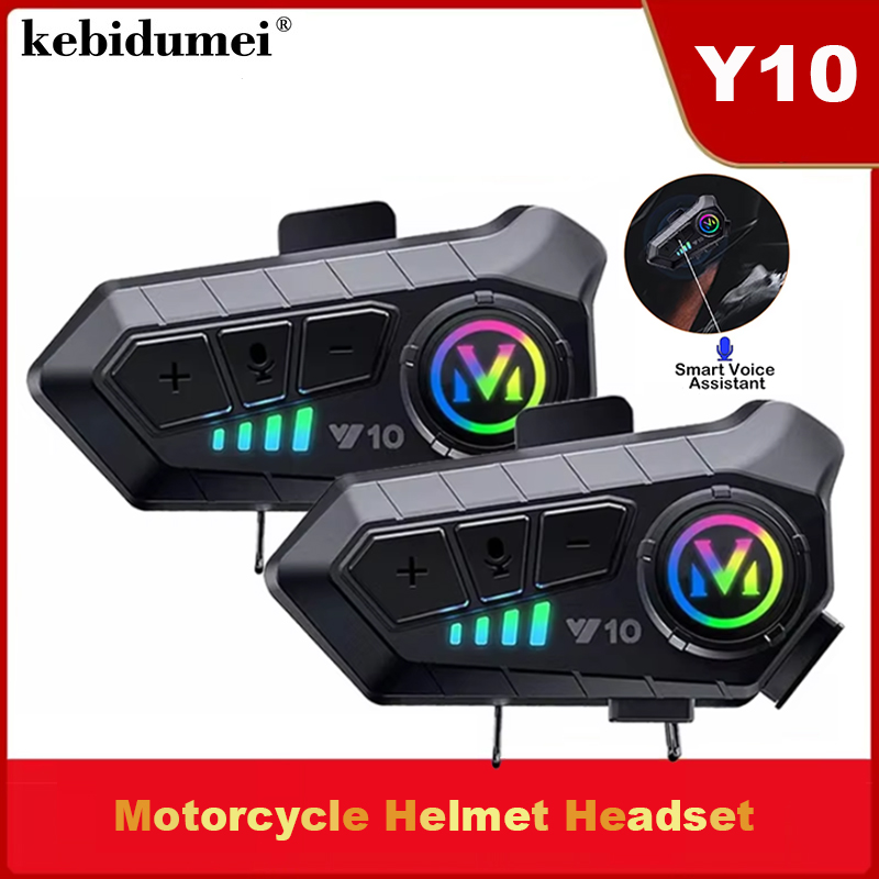 Full Face Motorcycle Helmet With Bluetooth - Y10 Bluetooth 5.3 Helm-Headset Kabelloses Freisprechsystem