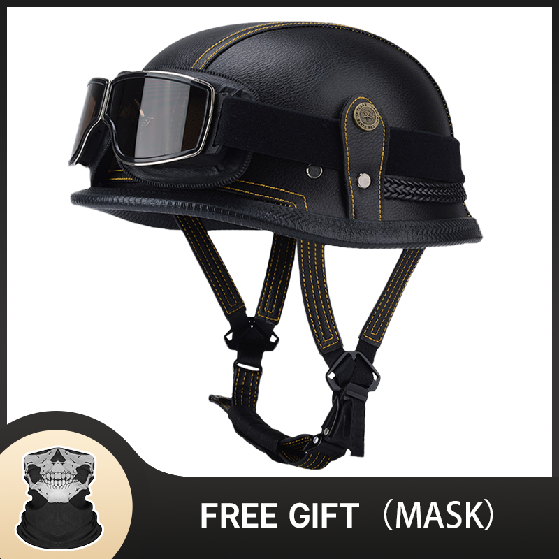 Vintage Open Face Retro Helmet - Deutscher halber Vintage-Helm, klassischer offener Motorradhelm,