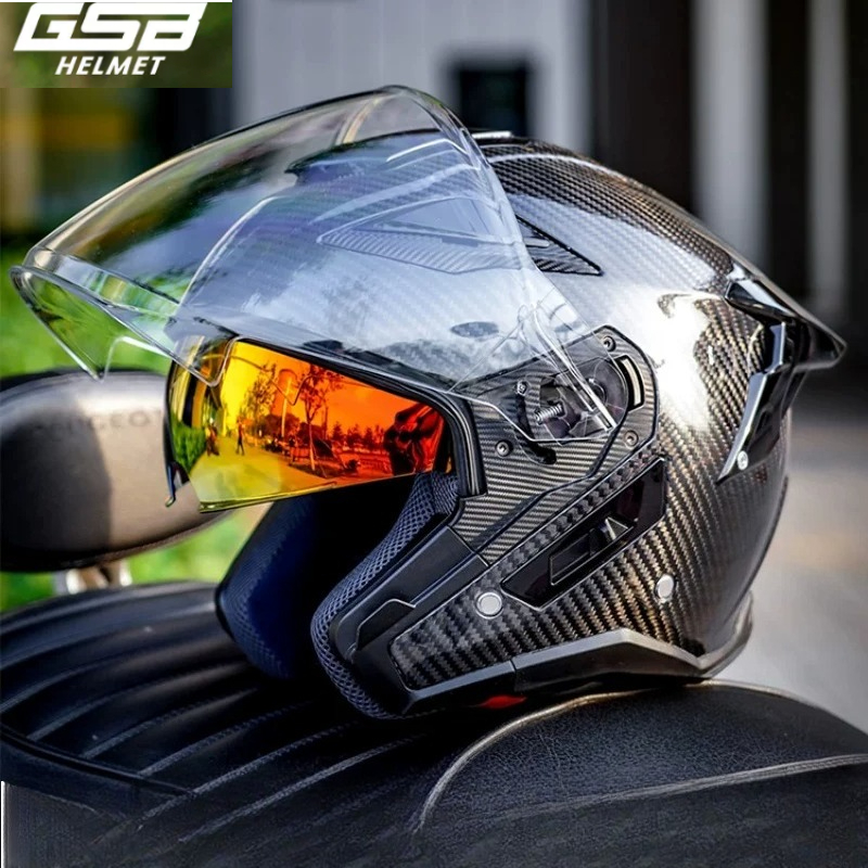 Carbon Fiber Lightweight Motorcycle Helmet - GSB Carbonfaser-Motorradhelm für Herren, Lokomotive, vier