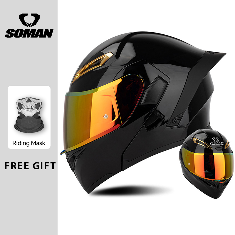 Dual Visor Motorcycle Racing Helmet - Unisex DOT-zugelassener, hochklappbarer Motorradhelm mit zwei