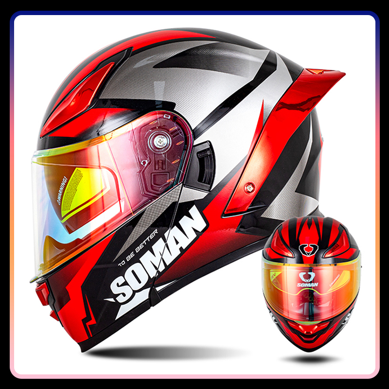 Modular Flip Up Motorcycle Helmet Dot Approved - Herren Motorradhelm Dual Lens Flip Up