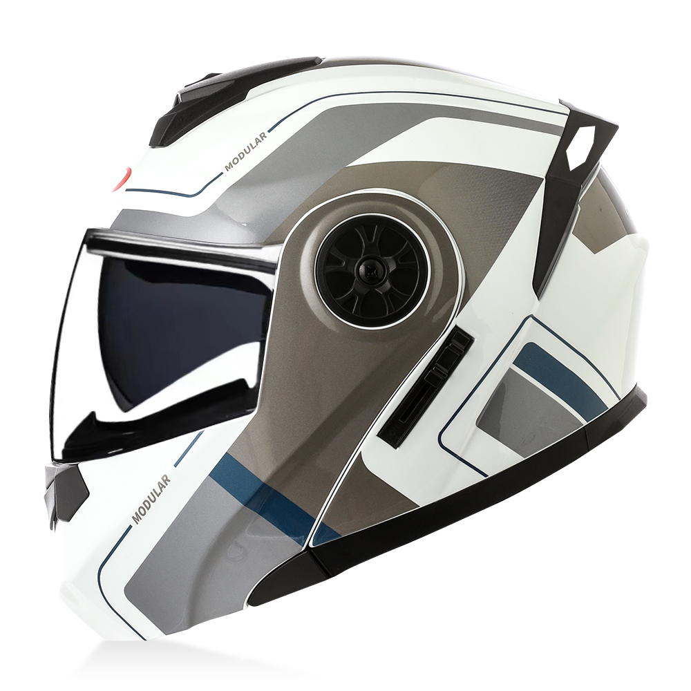 Modular Flip Up Motorcycle Helmet Dot Approved - Hochwertiger Modularer Klapphelm Motorrad Doppellinsen ABS-Schale
