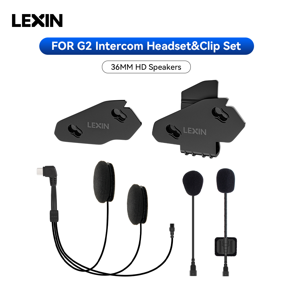 Universal Motorcycle Helmet Intercom Headset - LEXIN-G2 Motorrad-Intercom-Headset und Clip-Zubehör für Full/Half-Helm-Intercom-Headset-Stecker
