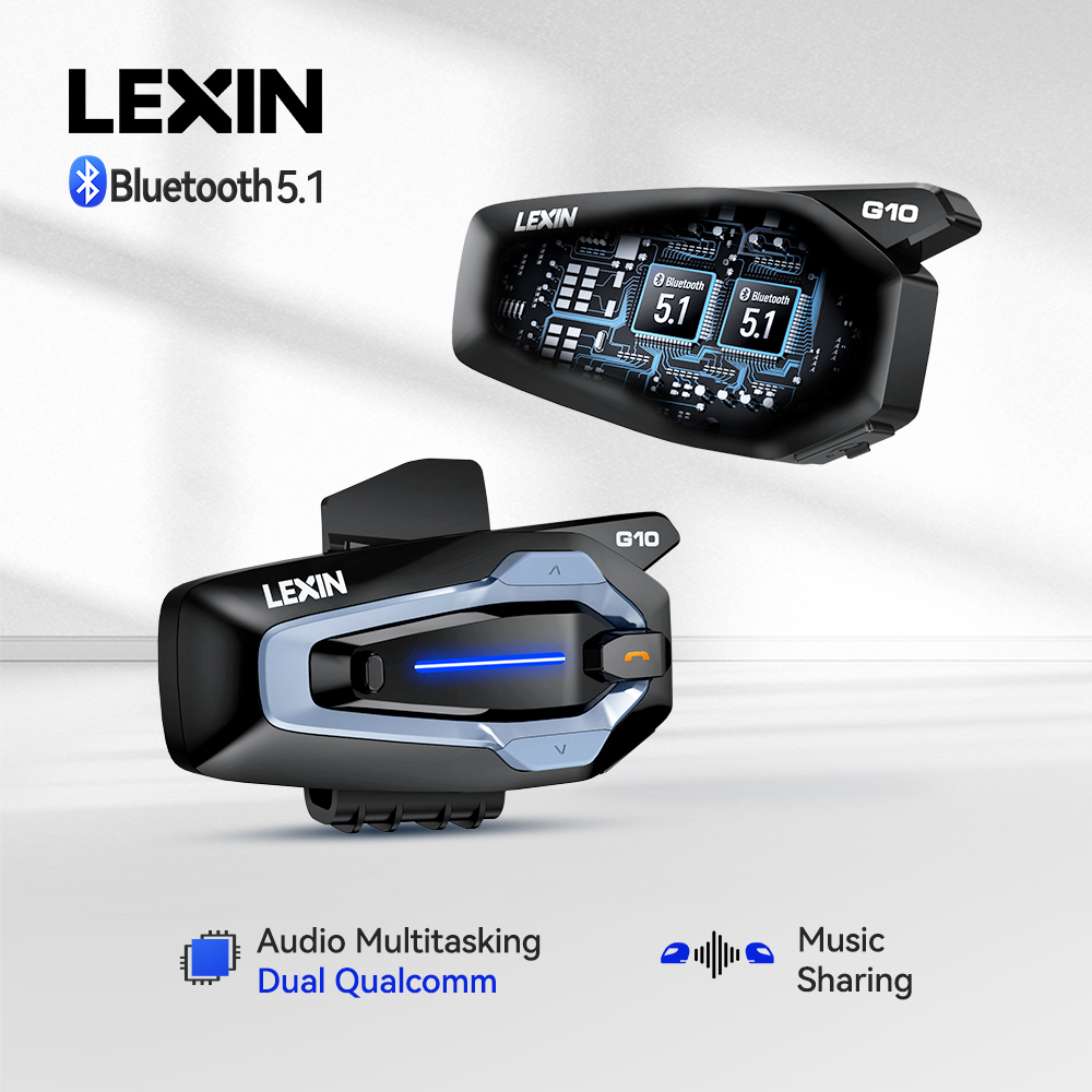 Universal Motorcycle Helmet Intercom Headset - NEW-LEXIN G10 Motorradhelm-Intercom, 8-Fahrer-Dual-Qualcomm-Bluetooth-5.1-Intercom, Paralleles Audio-Intercom
