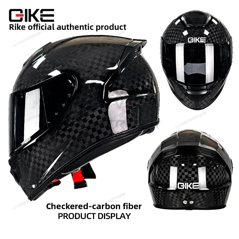 Carbon Fiber Lightweight Motorcycle Helmet - QIKE Carbon Fiber Motorrad Helm Persönlichkeit