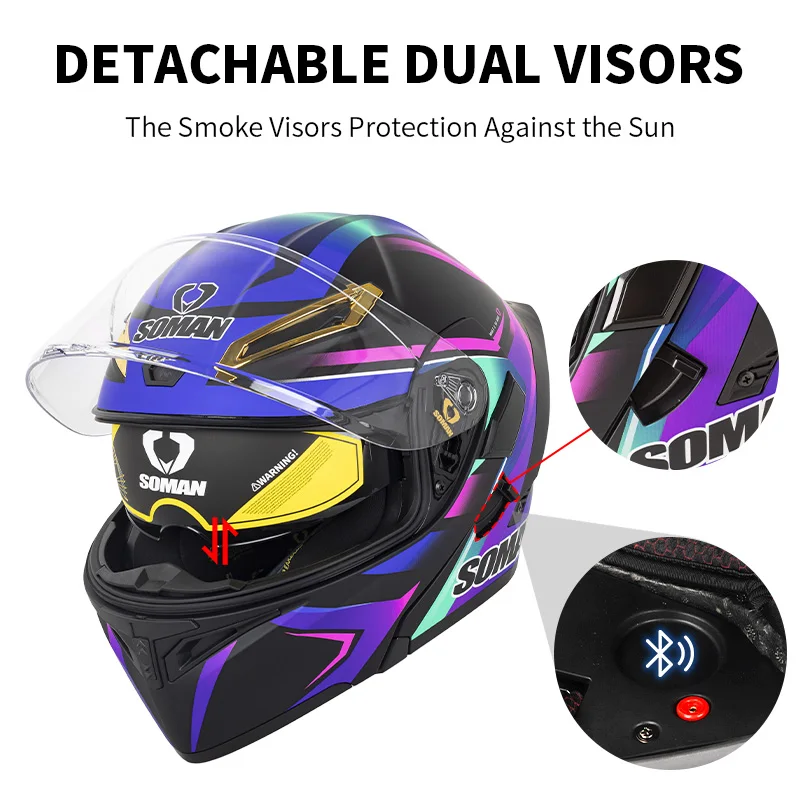 SOMAN Integralhelm Dual Lens F – Dual Visor Motorcycle Racing Helmet Bewertung und Preis
